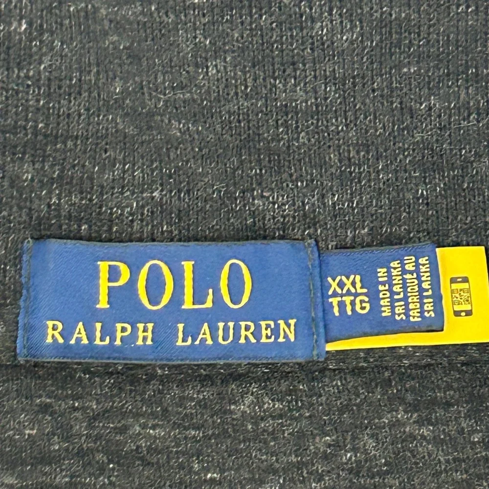 Polo Ralph Lauren Quarter Zip Mens XXL Charcoal Gray Cotton Logo Sweater
